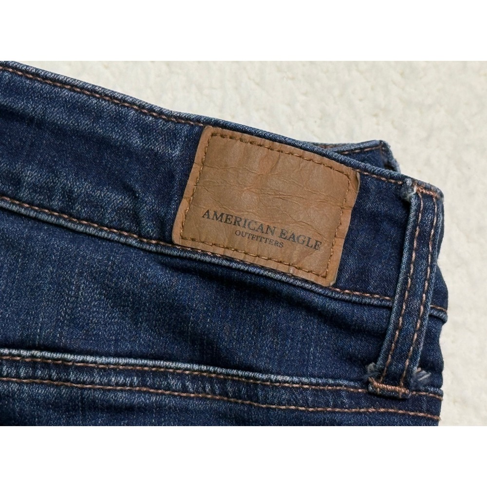 Womens 12American Eagle Super Stretch X Distressed Skinny Jeans Dark Wash